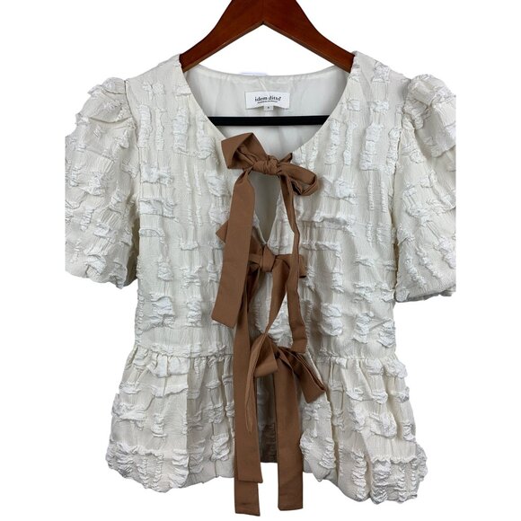 Idem Ditto Textured Romantic Bow Tie Blouse Los Angeles Design - Picture 3 of 6